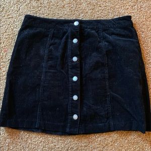 Black corduroy button up skirt